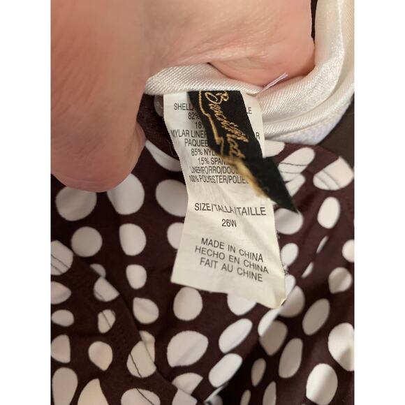 Beach Native Women's Size 26W Brown/Cream Polka Dot Tankini Swim Top - Picture 5 of 6